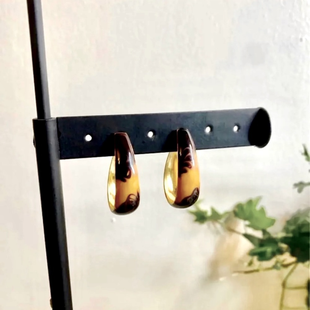 Vintage Marbled Chocolate‎ Hoop Earrings